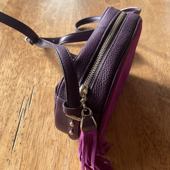Kate Spade Baja Rose Purple Leather & Suede Camera Crossbody Bag - Picture 3 of 10
